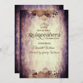 秋のヴィンテージエレガントフローラティアラキンセアニラ 招待状 (正面/裏面)