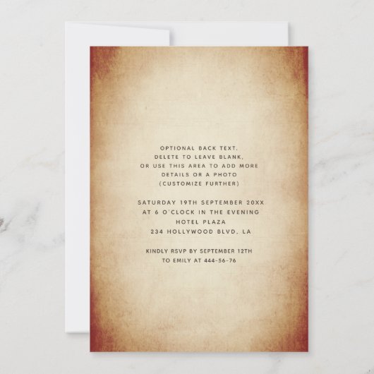 秋のヴィンテージエレガントフローラティアラキンセアニラ 招待状 (裏面)