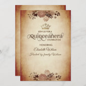 秋のヴィンテージエレガントフローラティアラキンセアニラ 招待状 (正面/裏面)