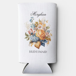 秋のヴィンテージ フラワー ブライドメイド プロポーズ ギフト スリム缶クーラー