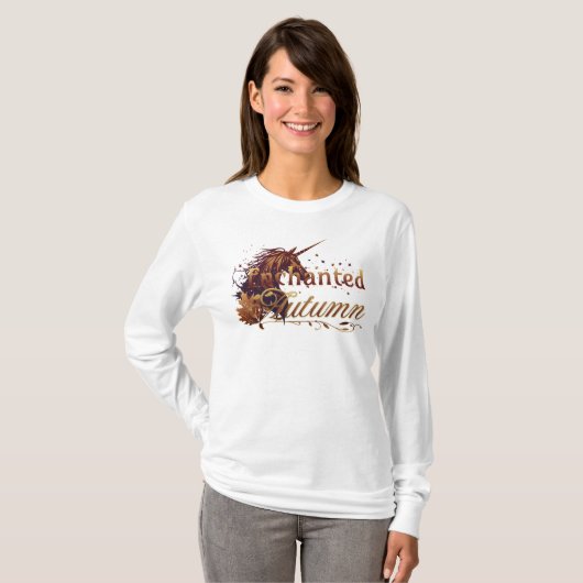 秋の一角獣（ユニコーン） Tシャツ (正面フル)