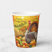秋の七面鳥かぼちゃ感謝祭紙カップ 紙コップ (裏面)