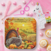 秋の七面鳥かぼちゃ感謝祭紙プレート ペーパープレート (パーティー)