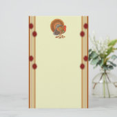 秋の七面鳥のオス赤縁どデザイン 便箋 (スタンド正面)