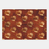 秋の七面鳥の燃えオレンジ ラッピングペーパーシート (正面3)