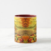 秋の七面鳥カボチャ感謝祭マグカップ マグカップ (中央)