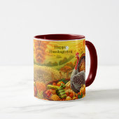 秋の七面鳥カボチャ感謝祭マグカップ マグカップ (正面右)