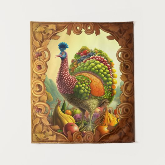 秋の七面鳥 タペストリー (正面)