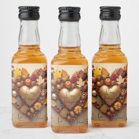 秋の万華鏡のように千変万化するパターンサンクスギビングゴールデンヴィンテージ リキュールボトルラベル (ボトル)