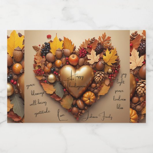 秋の万華鏡のように千変万化するパターンサンクスギビングゴールデンヴィンテージ リキュールボトルラベル (シングルラベル)