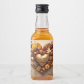 秋の万華鏡のように千変万化するパターンサンクスギビングゴールデンヴィンテージ リキュールボトルラベル (正面)