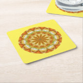 秋の万華鏡のように千変万化するパターン スクエアペーパーコースター (アングル)