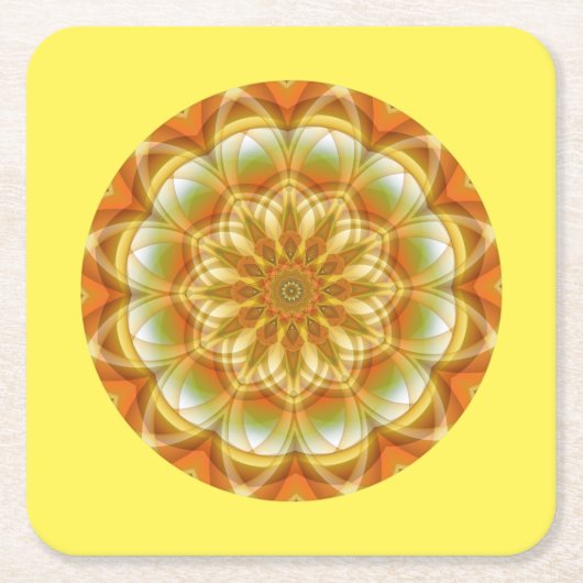 秋の万華鏡のように千変万化するパターン スクエアペーパーコースター (正面)