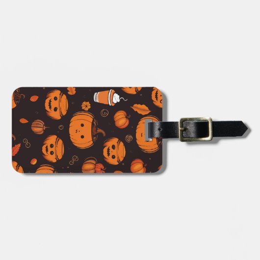 秋の不気味かぼちゃスパイスホラーナイト ラゲッジタグ (正面横)