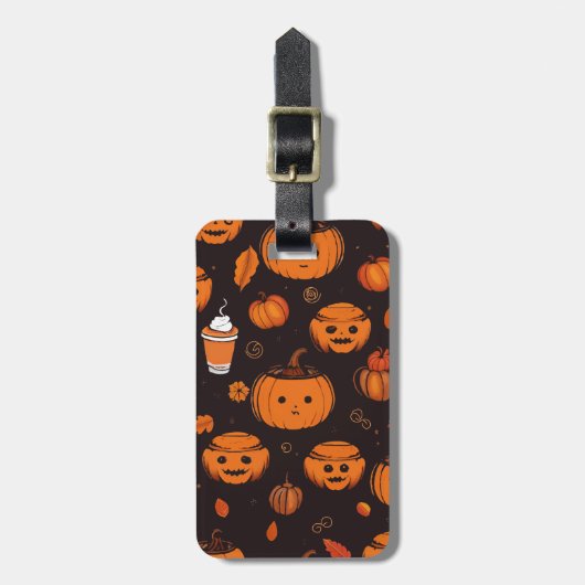 秋の不気味かぼちゃスパイスホラーナイト ラゲッジタグ (正面縦)
