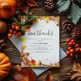 秋の与え秋感謝祭ディナー 招待状