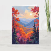 秋の丘 | 紅葉 水彩画 カード (正面)
