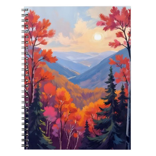 秋の丘 | 紅葉 水彩画 ノートブック (正面)