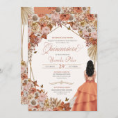 秋の乾燥フローラ紅葉キンセアニェラインビタ 招待状 (正面/裏面)