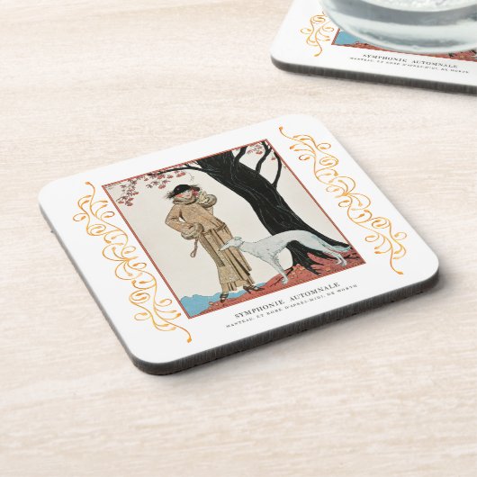 秋の交響曲 – ファッションイラストレーションby G. Barbier コースター (左側)