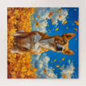 秋の交響曲:秋の訪れるの中離れの犬 ジグソーパズル (横)