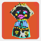 秋の人形 スクエアシール (正面)