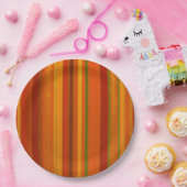 秋の休日のストライプ明るい ペーパープレート (パーティー)