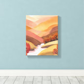 秋の住居 | 秋の葉の水彩風景 キャンバスプリント (インサイチュ (ウッドフロア))