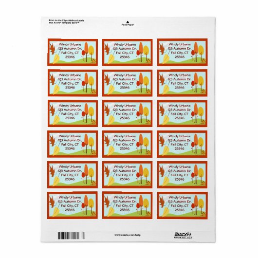 秋の住所 シール (フルシート)