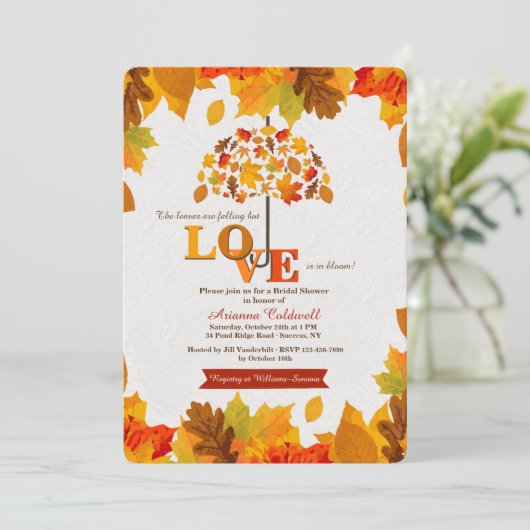 秋の傘のブライダルシャワーの招待状 招待状 (スタンド正面)