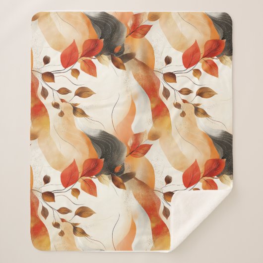 秋の優雅さのシームレスなパターン シェルパブランケット (正面)