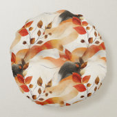 秋の優雅さのシームレスなパターン ラウンドクッション (裏面)
