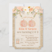 秋の兄弟 双子の誕生日招待状 招待状 (正面)