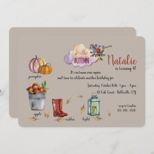 秋の兆し 招待状 (正面/裏面)