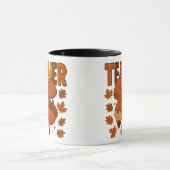 秋の先生コーヒーマグ – 秋の格子弓、どんぐり、 マグカップ (中央)