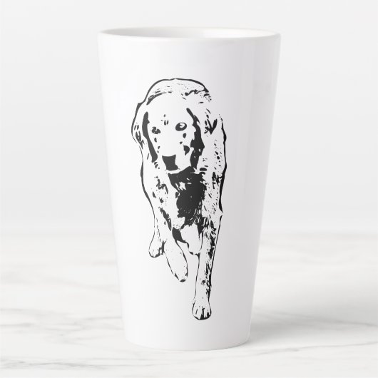 秋の光の中を黄金の歩幅で歩く カフェラテマグ (正面)