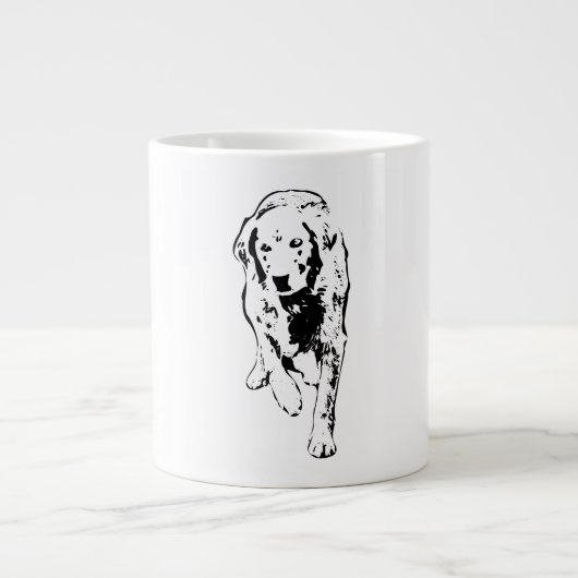 秋の光の中を黄金の歩幅で歩く ジャンボコーヒーマグカップ (正面)