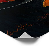 秋の光彩を放つステンドグラス猫 ポスター (角)