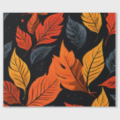 秋の光彩:放射状リーフパターン ラッピングペーパー (フラット)