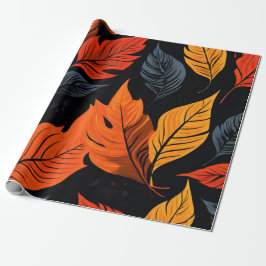 秋の光彩：放射状リーフパターン ラッピングペーパー