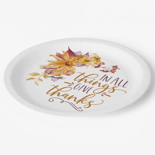 秋の全与え感謝していフローラ ペーパープレート (アングル)