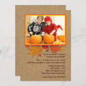 秋の写真のハロウィンの素朴な招待状 招待状 (正面/裏面)