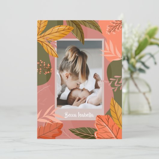 秋の写真の誕生のお知らせ シーズンカード (スタンド正面)