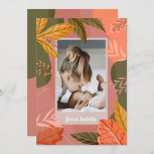 秋の写真の誕生のお知らせ シーズンカード (正面/裏面)