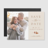 秋の写真付き結婚式延期案内状 マグネットカード (正面/裏面)