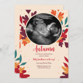 秋の写真妊娠発表 招待状 (正面/裏面)