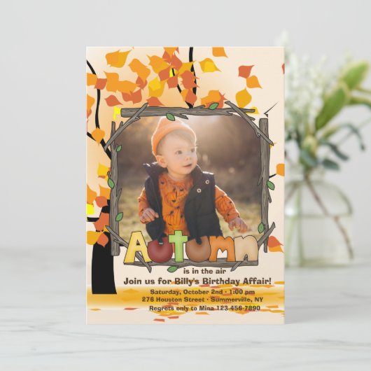 秋の写真招待状 招待状 (スタンド正面)