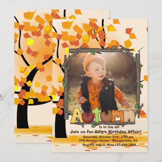 秋の写真招待状 招待状 (正面/裏面)