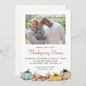 秋の写真素朴感謝祭招待状 招待状 (正面/裏面)
