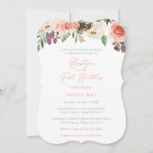 秋の冬の女の子バプテスマ1st誕生日パーティー 招待状 (正面)